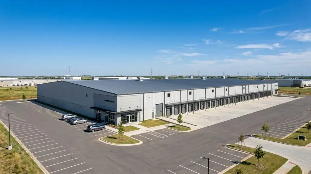 Metal roofing installed on a large warehouse and industrial building in Oklahoma City